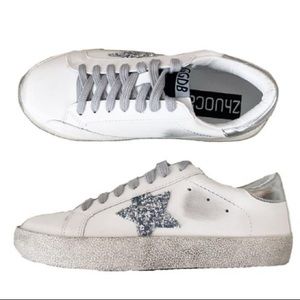 BRAND NEW Vanessa Sequined Star Distressed Sneaker